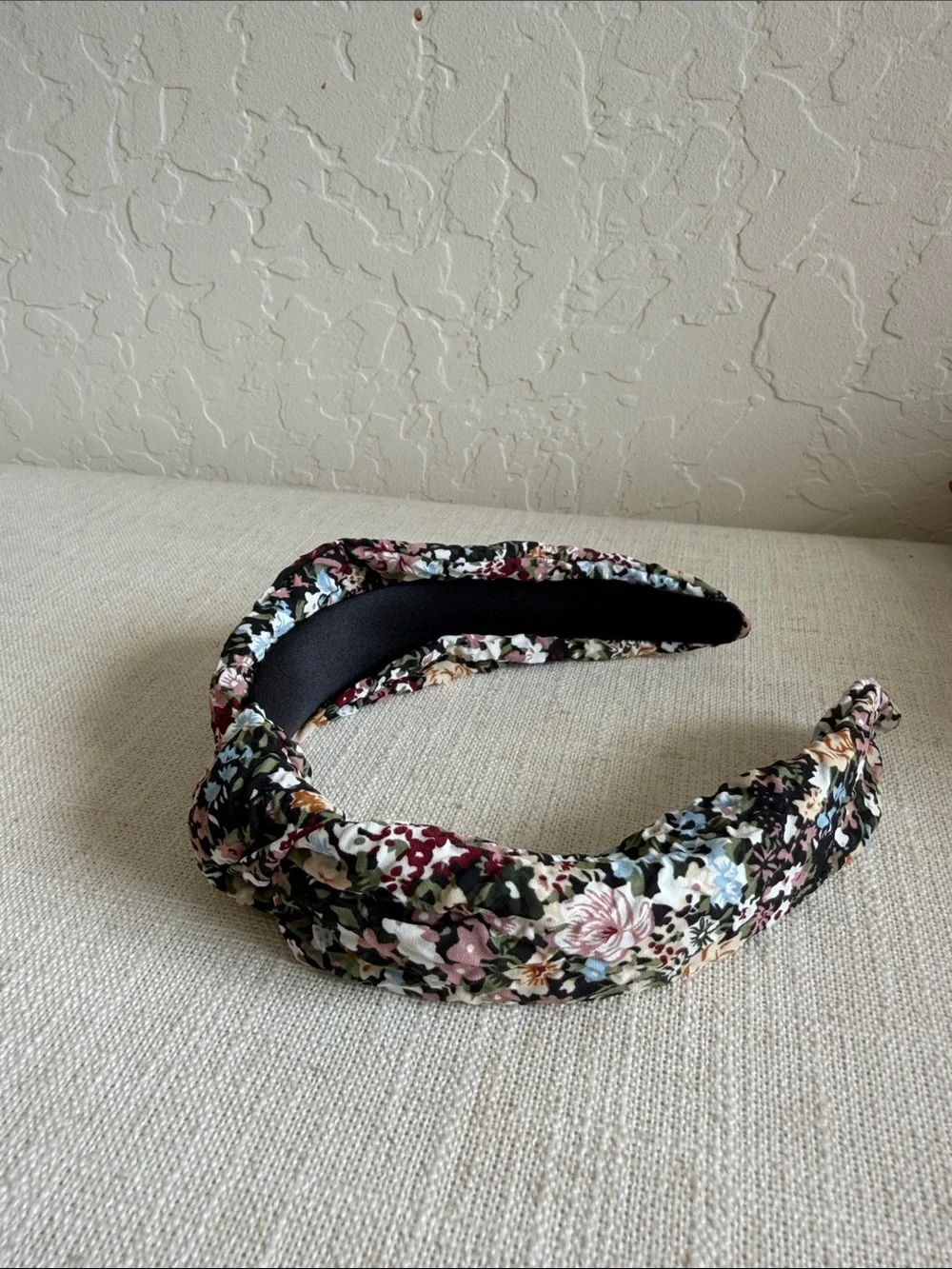 Anthropologie Black Multi Floral Knotted Headband